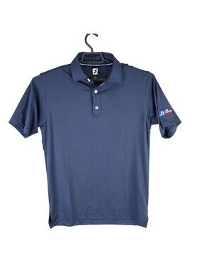 Mens FJ Navy Blue Polo Shirt Short Sleeve Toyota Logo Polyester Stretch Size S